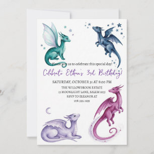 Aquarell-Drache-Geburtstagseinladung Einladung