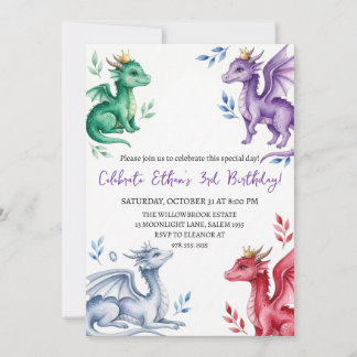 Aquarell-Drache-Geburtstagseinladung Einladung
