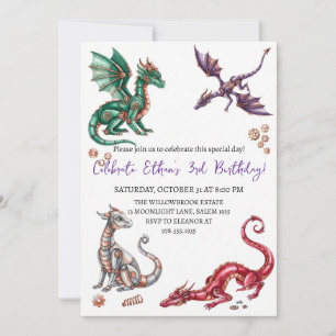 Aquarell-Drache-Geburtstagseinladung Einladung