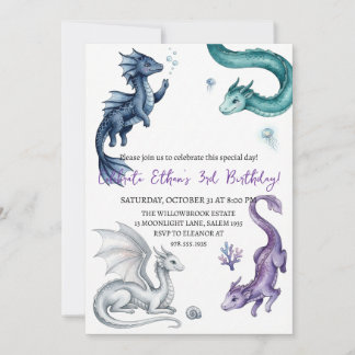 Aquarell-Drache-Geburtstagseinladung Einladung