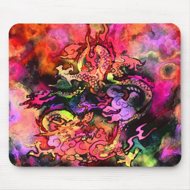 Aquarell-Drache Mousepad #2 (Vorne)