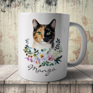 Aquarell-Dreifarben-Tricolor-Katze Kaffeetasse
