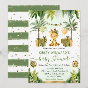 Aquarell Dschungel Giraffe Baby Shower Einladung