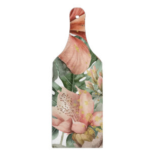 Aquarell-Dschungel-Orchideen-Blumen Schneidebrett