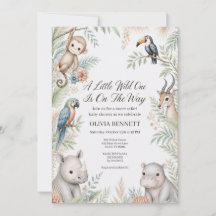 Aquarell-Dschungel-Safari-Baby-Shower-Einladung