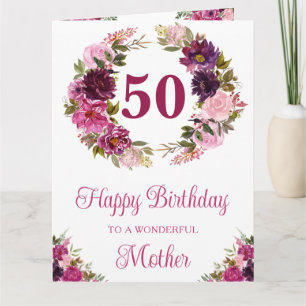 Aquarell Dunkelrosa Blumen Geburtstag Karte
