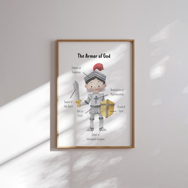 Aquarell dunkle Haare Junge die Rüstung Gottes dru Poster (Von Creator hochgeladen)
