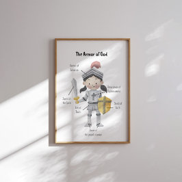 Aquarell dunkle Haare Mädchen die Rüstung Gottes d Poster