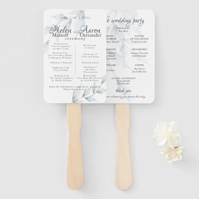 Aquarell Dusty Blue Dusty Sage Helen Fächer (Vorne und Hinten)