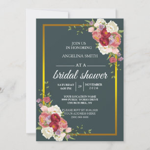 Aquarell Dusty Gray Gold Blush Peach Wedding Inv Einladung