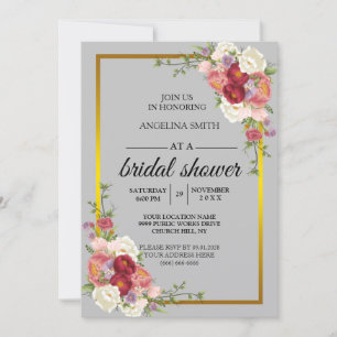 Aquarell Dusty Gray Gold Blush Peach Wedding Inv Einladung