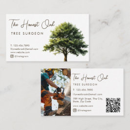 Aquarell-Eichbaum Elegantes Schriftzug-Foto-QR-Cod Visitenkarte
