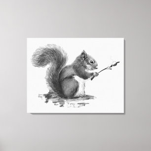 Aquarell-Eichhörnchen-Marshmallow-Tier toastet  Leinwanddruck