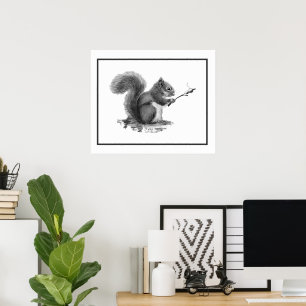 Aquarell-Eichhörnchen röstet Marshmallow-Tier Poster