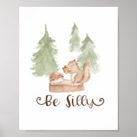Aquarell Eichhörnchen Wald Sei Albern Kinderzimmer