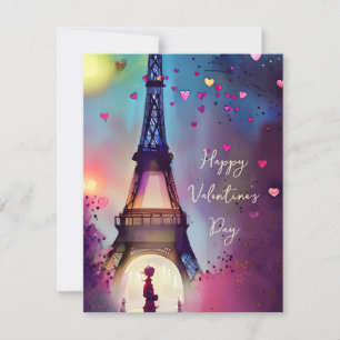Aquarell Eiffelturm Valentinstag Feiertag Feiertagskarte