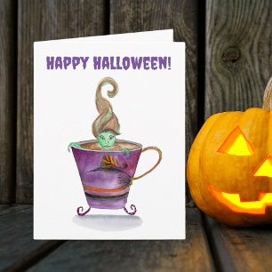 Aquarell Ein Hexengebräu Frohes Halloween Karte