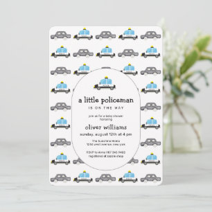 Aquarell Ein Kleines Polizeifahrzeug Baby Shower Einladung