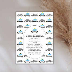 Aquarell Ein Kleines Polizeifahrzeug Baby Shower Einladung