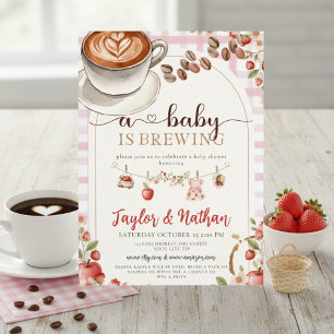 Aquarell Ein süßes Baby braut einen Apfel Einladung