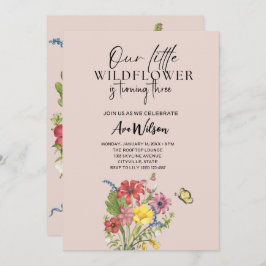 Aquarell ein wenig Wildblume Geburtstag Einladung