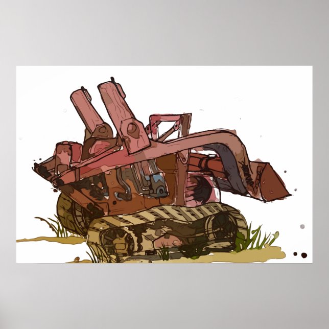 Aquarell einer orangefarbenen Katze mit Logger Poster (Vorne)
