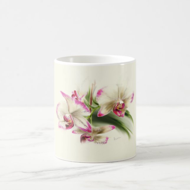 Aquarell einer Orchidee, Phalaenopsis - Kaffeetasse (Mittel)