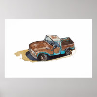 Aquarell eines rostigen alten Pickups