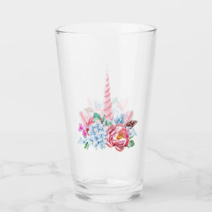 Aquarell-Einhorn-Blumenkrone Glas