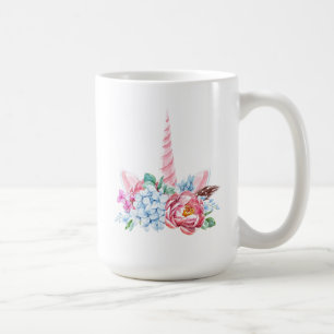 Aquarell-Einhorn-Blumenkrone Kaffeetasse