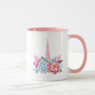 Aquarell-Einhorn-Blumenkrone Tasse