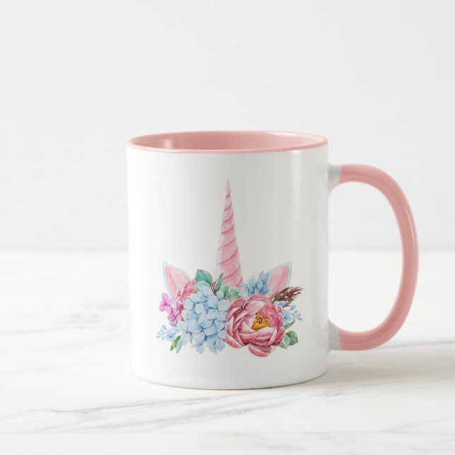 Aquarell-Einhorn-Blumenkrone Tasse (Rechts)