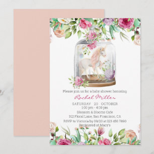 Aquarell Einhorn Florales Babyshower Einladung