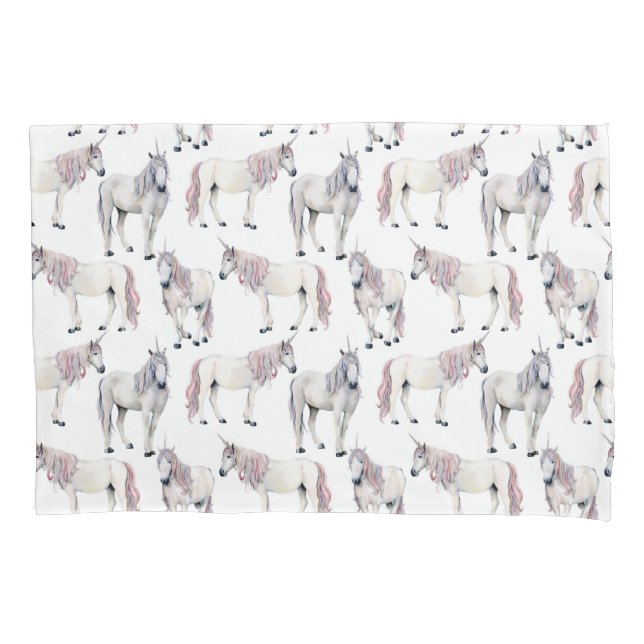 Aquarell-Einhorn-Märchen-Muster Kissenbezug (Vorderseite-Links)
