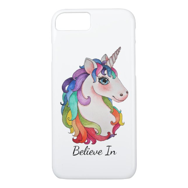 Aquarell-Einhorn mit dem Regenbogen-Haar Case-Mate iPhone Hülle (Rückseite)