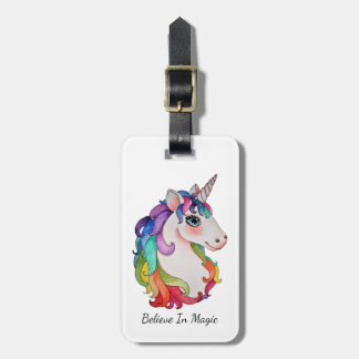 Aquarell-Einhorn mit dem Regenbogen-Haar Gepäckanhänger