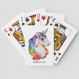 Aquarell-Einhorn mit dem Regenbogen-Haar Spielkarten