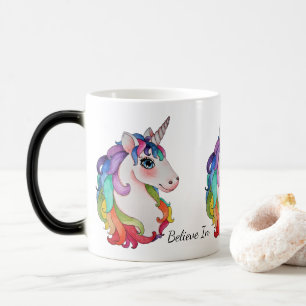Aquarell-Einhorn mit dem Regenbogen-Haar Verwandlungstasse
