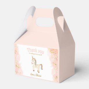 Aquarell-Einhorn Pastell Glitter Geburtstagsgiebel Geschenkschachtel
