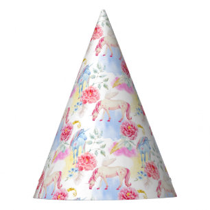 Aquarell-Einhorn-u. Pegasus-Muster Partyhütchen