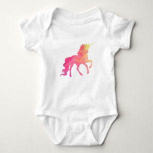 Aquarell-Einhornbabyspielanzug Baby Strampler