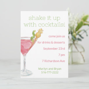 Aquarell-Einladung zur Cosmopolitan-Cocktailparty Einladung
