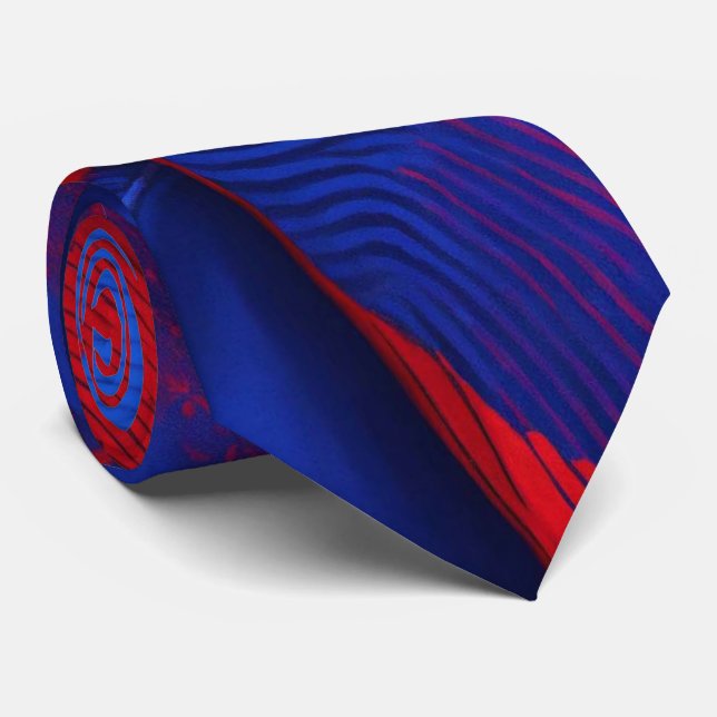 Aquarell Einzigartig Luxus Red Blue Print Krawatte (Gerollt)