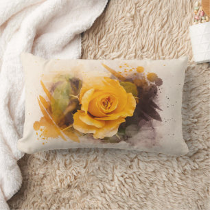 Aquarell-Einzige-Gelbe-Rose Lendenkissen