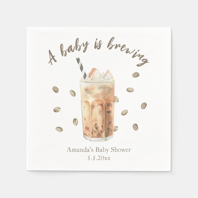 Aquarell-Eis-Kaffee-Brühen-Baby-Party Serviette (Vorderseite)