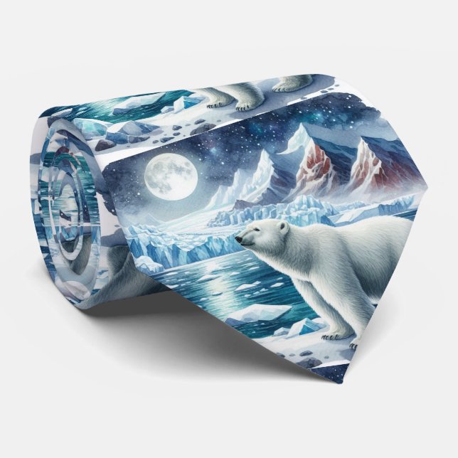 Aquarell Eisbär Arktiseis  Krawatte (Gerollt)