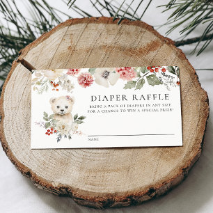 Aquarell-Eisbär-Baby-Party-Windel-Raffle Begleitkarte