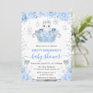 Aquarell Eisbär Floral Babyparty Einladung
