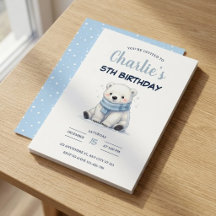 Aquarell-Eisbär mit Schal Winter-Geburtstag