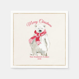 Aquarell-Eisbär-Weihnachten nach Maß Serviette